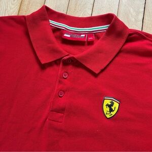 Scuderia Ferrari Polo Shirt Mens 2XL Red Short Sleeve Racing 100% Cotton